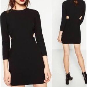Zara black bodycon dress with side openings. NWT!